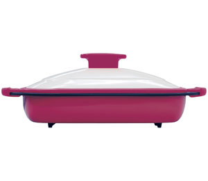 レンジdeビストロ Oval ワインレッド 蓋付イメージ横
